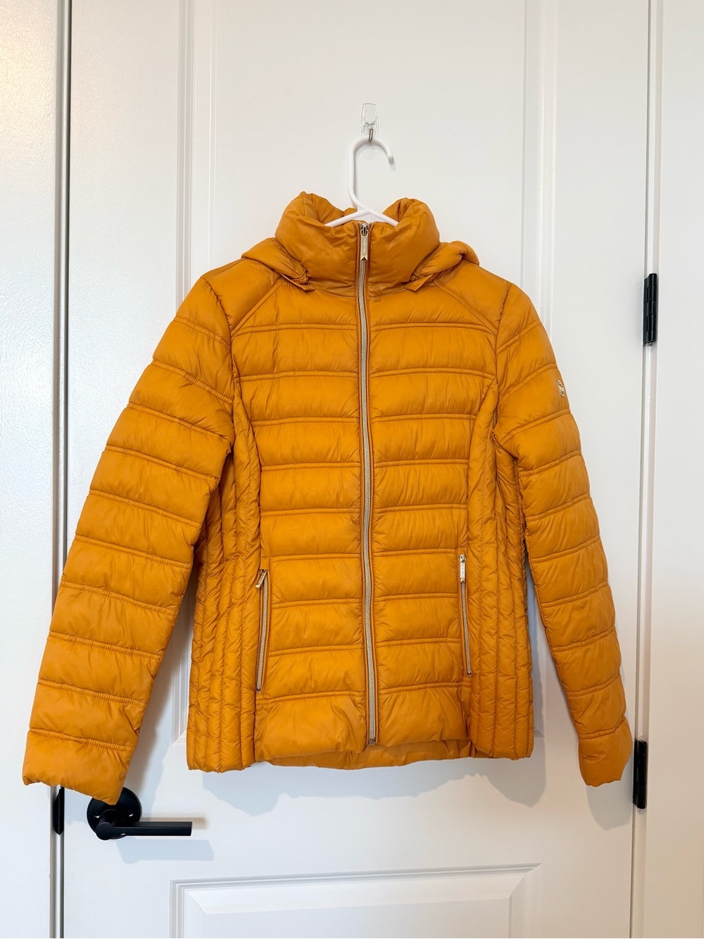 Michael Kors Quilted Puffer Jacket in Mustard Yellow